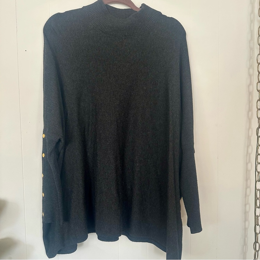 Dark Grey Sweater with Button Detail Large L